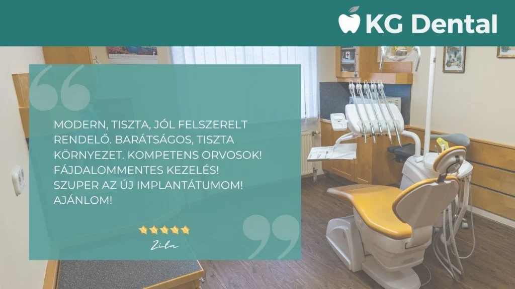 Modern fogászati rendelő és elégedett páciensvélemény a KG Dentalnál